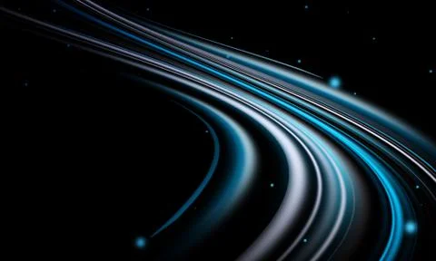 Glowing blue magic light effect and long trails fire motion Illustrazione stock