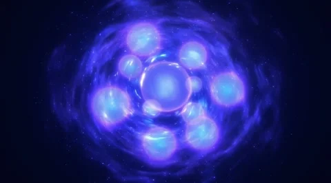 Glowing blue molecular cells floating on dark background Stock Footage 331450084