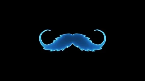 Glowing blue mustache icon dynamically illuminates with a soft, ethereal li.. Stock Footage 333032384