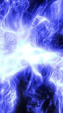 A glowing blue nebula-like formation made of thousands of tiny particles swir Stock Illustration