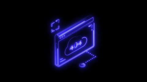 Glowing blue neon 404 error cloud icon on black background futuristic digit.. Stock Footage 314703086