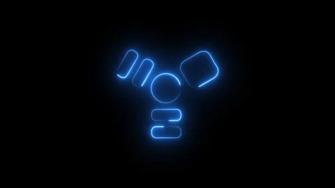 Glowing blue neon abstract shape icon on black background Stock Footage 345799820