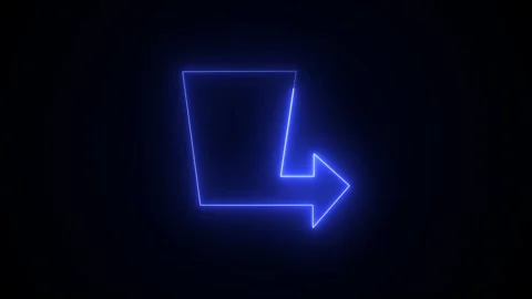 Glowing Blue Neon Arrow Pointer Animation on a Dark Background Stock Footage 311108138