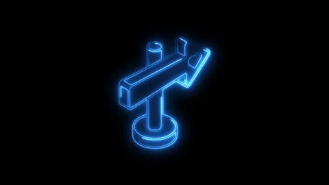 Glowing blue neon arrow pointer icon with heart symbol on transparent backg.. Stock Footage 314706612