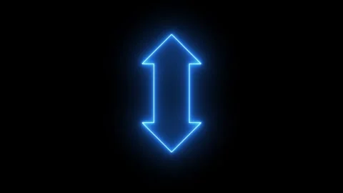 Glowing blue neon arrow pointing up and down Stock Footage 345475566