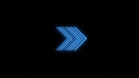 Glowing blue neon arrow shape against starry dark background. Neon arrow li.. Stock Footage 337131050