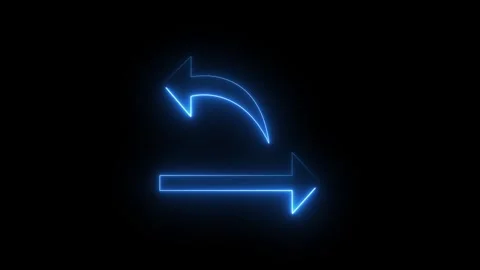 Glowing blue neon arrows on black background Stock Footage 344734436