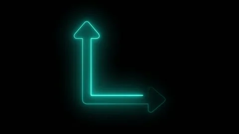 Glowing blue neon arrows pointing up and to the right Stock Footage 344794437
