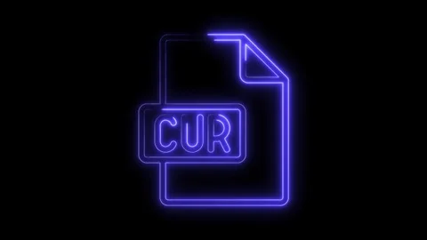 Glowing Blue Neon C U R File Icon Isolated on Black Background Futuristic D.. Stock Footage 314554596