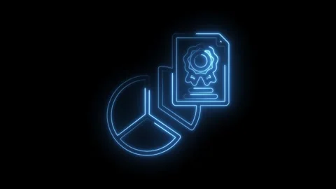 Glowing blue neon certificate icon with pie chart graphic representing busi.. Stock Footage 346141744