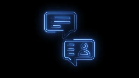Glowing blue neon chat bubbles animation for social media and communication Stock Footage 322962482