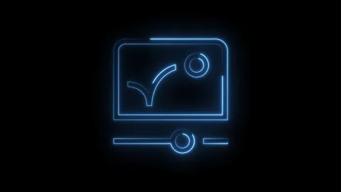 Glowing blue neon checkmark icon animation with progress bar and circular l.. Stock Footage 314551153