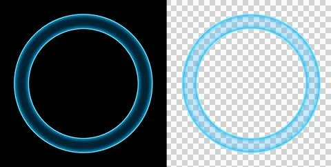 Glowing Blue Neon Circle Frame Energy Ring Light Effect Interface Element Futuri Stock Illustration