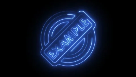 Glowing blue neon circle stamp with the word example inside isolated on a b.. Stockbeeldmateriaal 314713864