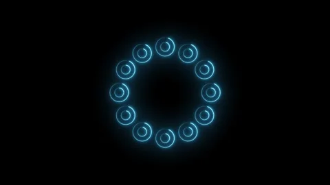 Glowing blue neon circular abstract animation with swirling spiral elements.. Stock Footage 314551570