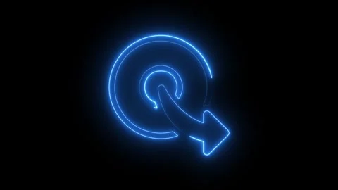 Glowing blue neon click icon with pointer arrow Stock Footage 345626734