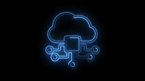 Glowing blue neon cloud computing network diagram abstract technology conce.. Stock Footage 346014199
