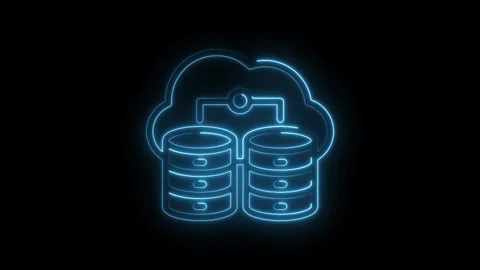 Glowing blue neon cloud database animation abstract technology concept digi.. Stock Footage 346014434