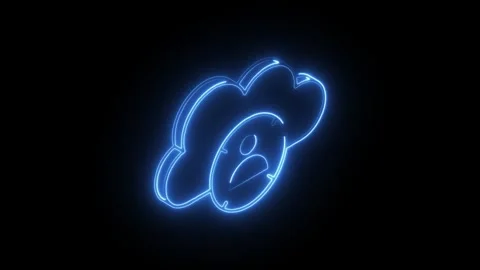 Glowing blue neon cloud with user profile icon symbol isolated on black bac.. Stock Footage 314711117