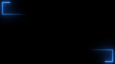 Glowing blue neon corner frame lines animation on dark background loop 4k Video stock 347218018