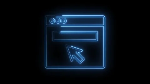 Glowing blue neon cursor clicking on a digital interface window with loadin.. Stock Footage 314557509