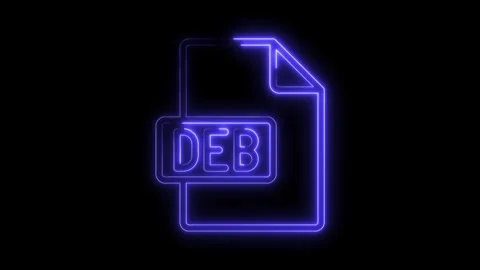 Glowing blue neon D E B file icon with rounded corners and subtle glow effe.. Stock Footage 314556721