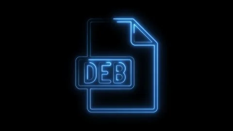Glowing blue neon D E B file icon symbol on transparent black background fu.. Stock Footage 314556723