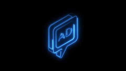 Glowing blue neon A D icon symbol isolated on black background futuristic a.. Stock Footage 314703881