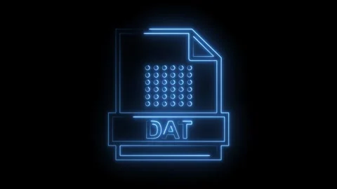 Glowing blue neon D A T file icon with circular data grid and futuristic de.. Stock Footage 314574436