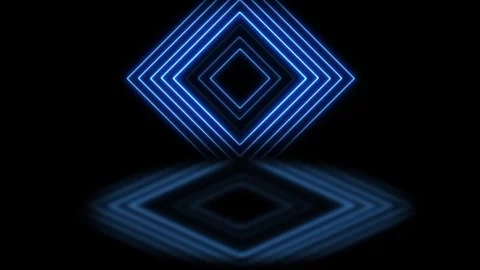 Glowing blue neon diamond frames on black. Digital neon diamond frames for .. Stock Footage 337369059