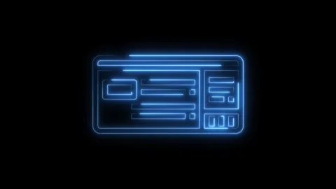 Glowing blue neon digital interface form template on black background for Stock Footage 322971397