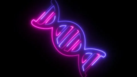 Glowing blue neon DNA, or double helix icon, is isolated on a black backgro.. Stock Footage 294228844