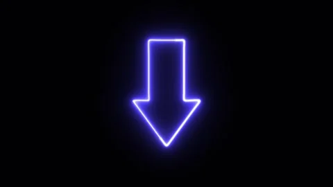 Glowing Blue Neon Down Arrow Loop Animation Stock Footage 336249933