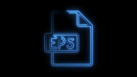 Glowing blue neon E P S file icon with transparent background representing .. Stock Footage 314553755