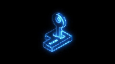 Glowing blue neon enter key icon isolated on black background futuristic te.. Stock Footage 314704377