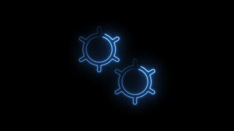 Glowing blue neon germs viruses bacteria animation on black background for .. Stock Footage 314544588