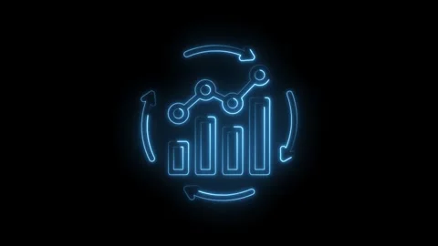 Glowing blue neon graph with upward and downward arrows cycle symbolizing growth Stock Footage 333964440