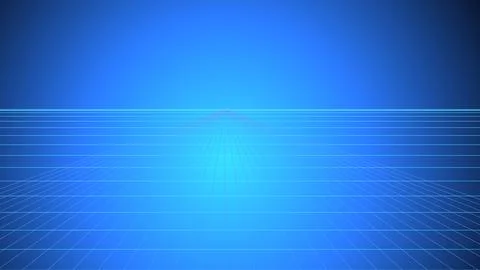 Glowing blue neon grid lines forming a perspective vanishing point on a dar.. Stock Illustration