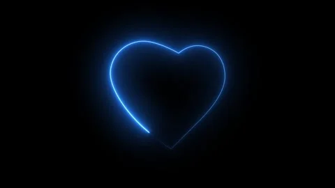 Glowing blue neon heart shape on black background 库存影片 346725216
