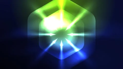 Glowing blue neon hexagons in dark space. Digital technology cyberspace hi-tech Stock Illustration