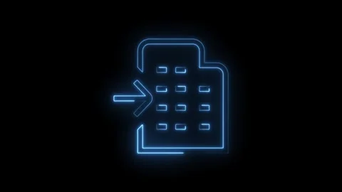 Glowing blue neon icon representing data entry or input with a digital arro.. Stock Footage 314550998