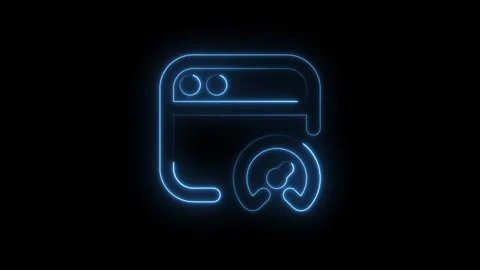 Glowing blue neon icon representing email or contact on a transparent black.. Stock Footage 314552516
