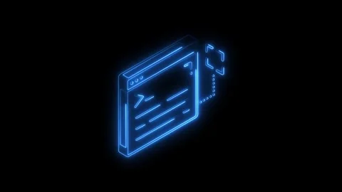 Glowing blue neon interface icon with abstract data elements and futuristic.. Stock Footage 314702925