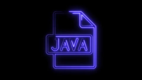 Glowing blue neon J A V A file icon isolated on black background digital te.. Stock Footage 314554728