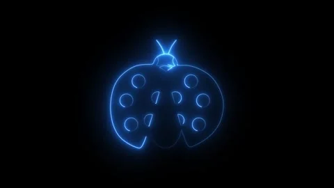 Glowing blue neon ladybug icon made of light dots Video stock 345111268