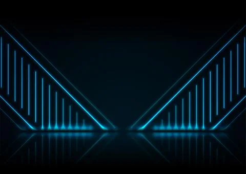 Glowing blue neon laser lines technology background Stock Illustration