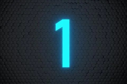 Glowing blue Neon Light Countdown 10 to 0 number on black hexagon background イラスト素材