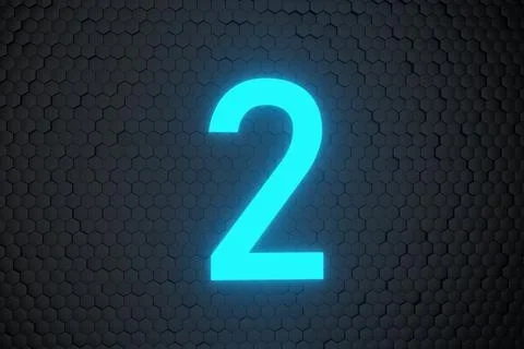 Glowing blue Neon Light Countdown 10 to 0 number on black hexagon background イラスト素材