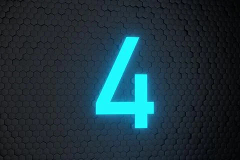 Glowing blue Neon Light Countdown 10 to 0 number on black hexagon background Illustrazione stock