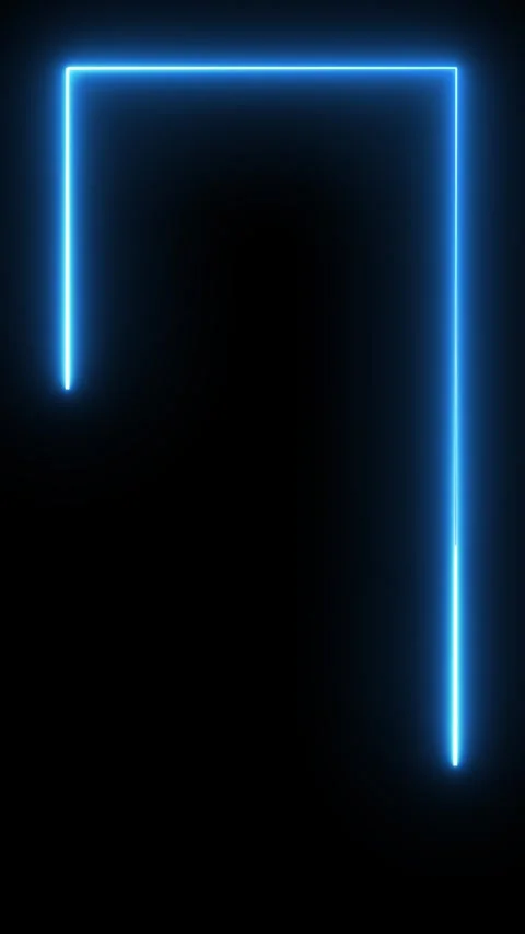 Glowing blue neon light rectangle frame animation loop on black background Stock Footage 342417047
